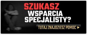 baner z czarnym tłem. w tle znajduje się siedząca na podłodze ze skrzyżowanymi nogami postać. Na banerze widnieje napis szukasz pomocy specjalisty? Tutaj znajdziesz pomoc