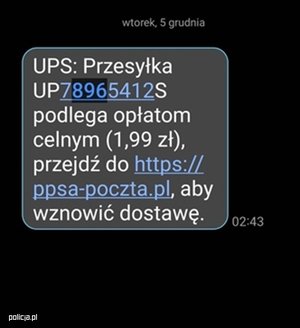 treść wiadomości sms dotycząca dopłaty do przesyłki