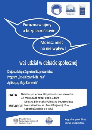 plakat z informacjami o debacie