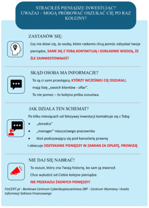 ulotka z informacjami dot. oszustw